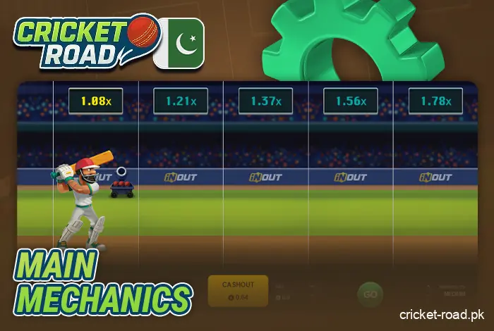 The main mechanics of the Cricket Road crash game