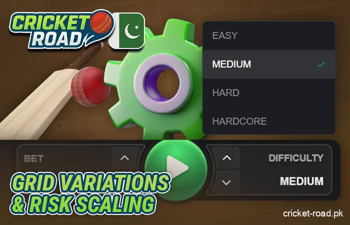 Setting the difficulty in the crash game Cricket Road PK